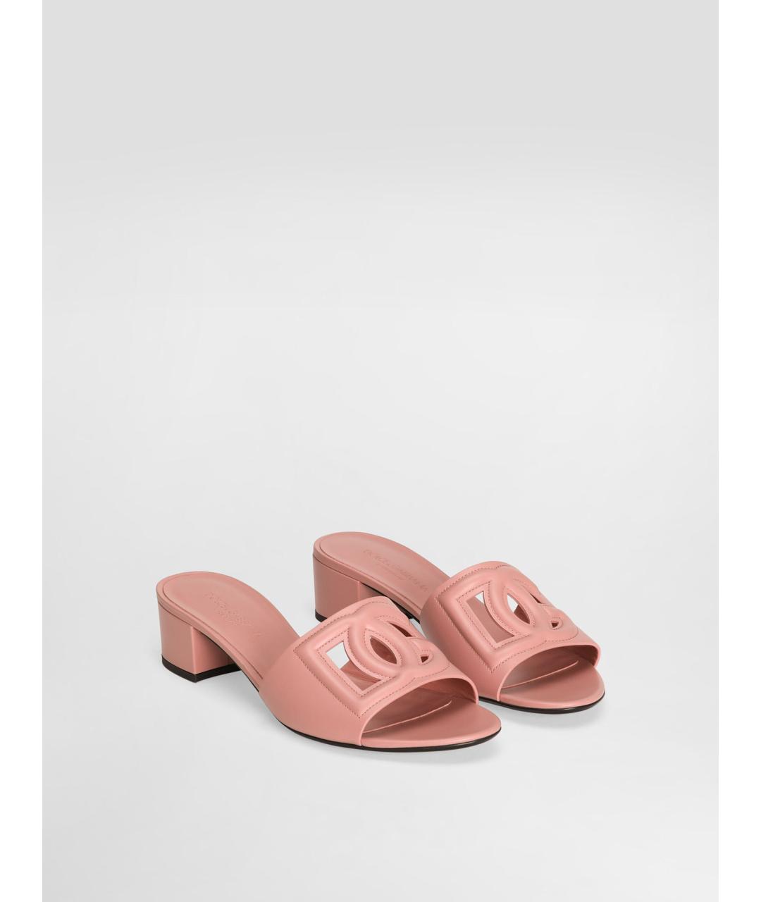 DOLCE&GABBANA Розовые кожаные мюли, фото 2