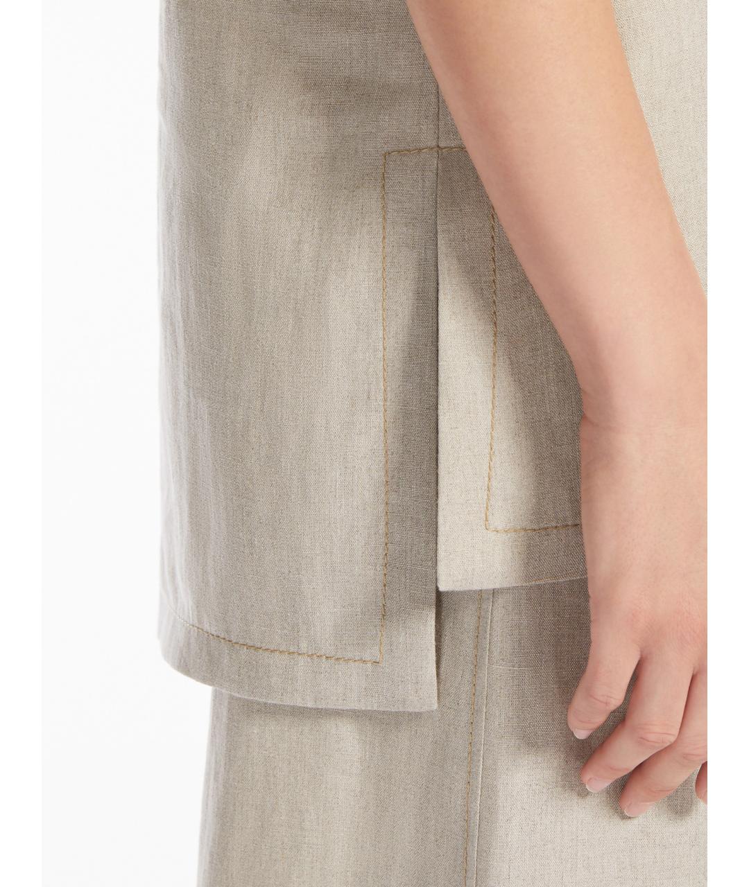 MAX MARA Бежевая льняная блузы, фото 5