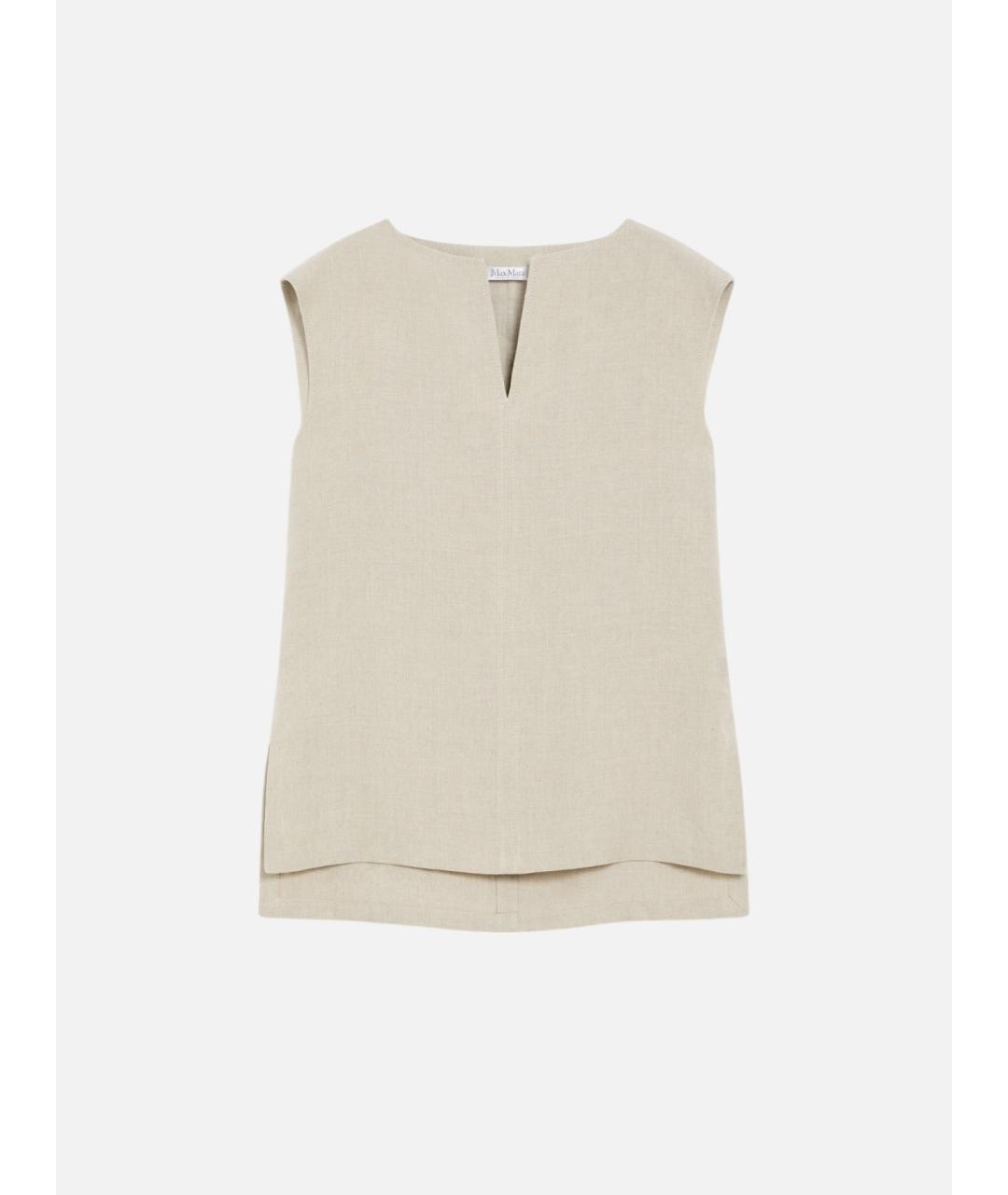 MAX MARA Бежевая льняная блузы, фото 6