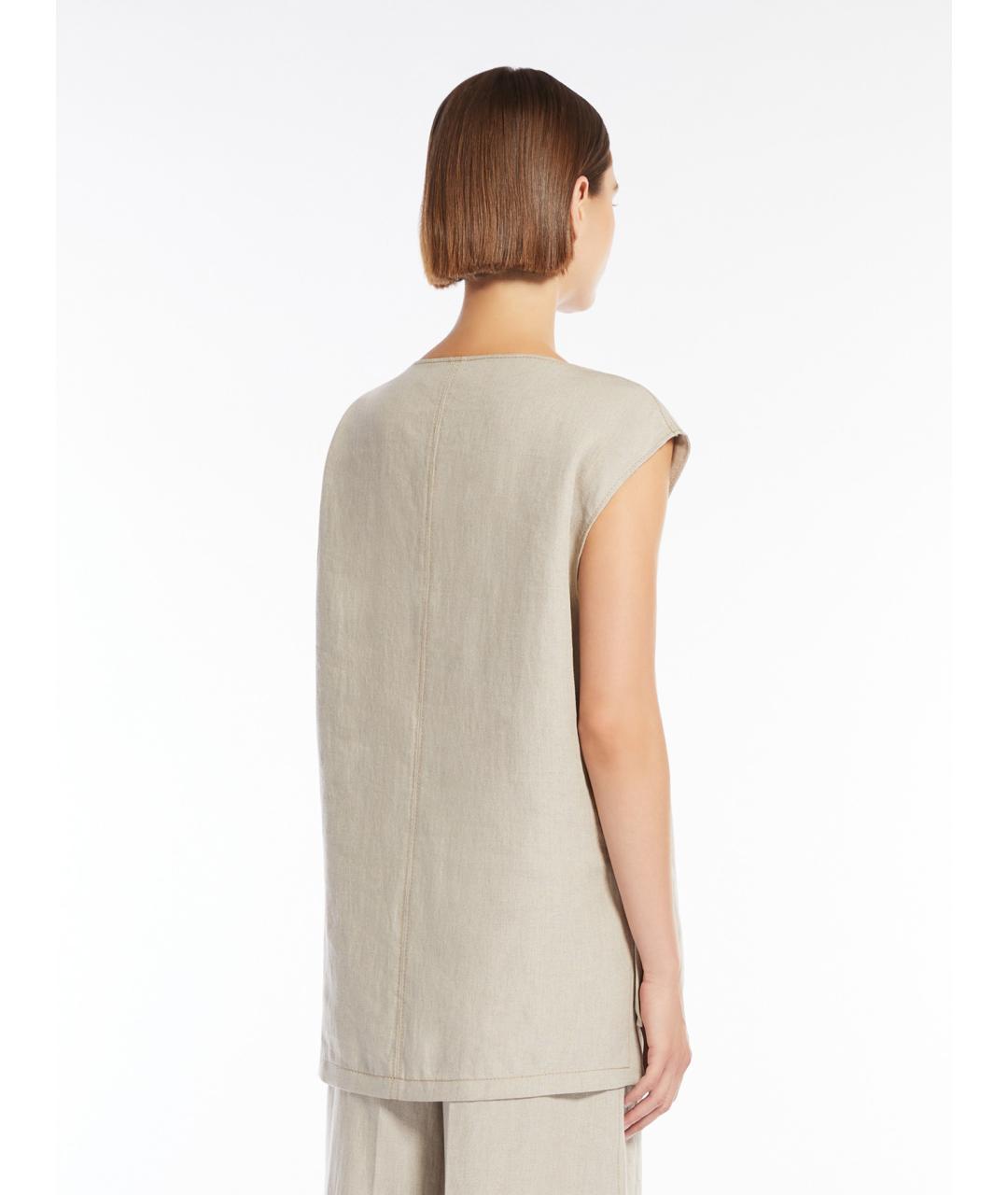 MAX MARA Бежевая льняная блузы, фото 4