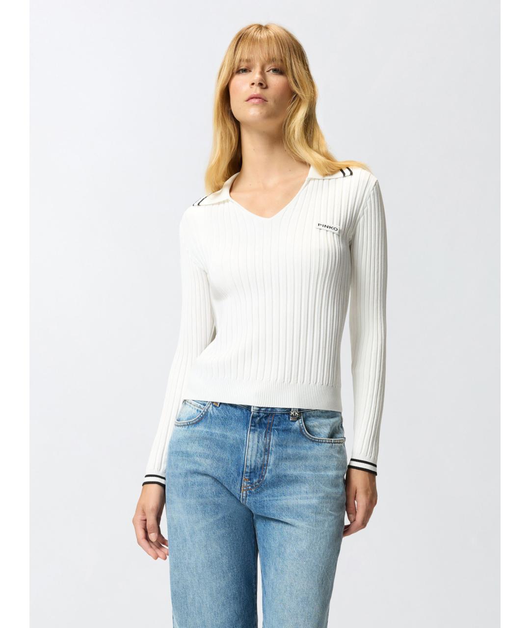 PINKO Белый вискозный джемпер / свитер, фото 4