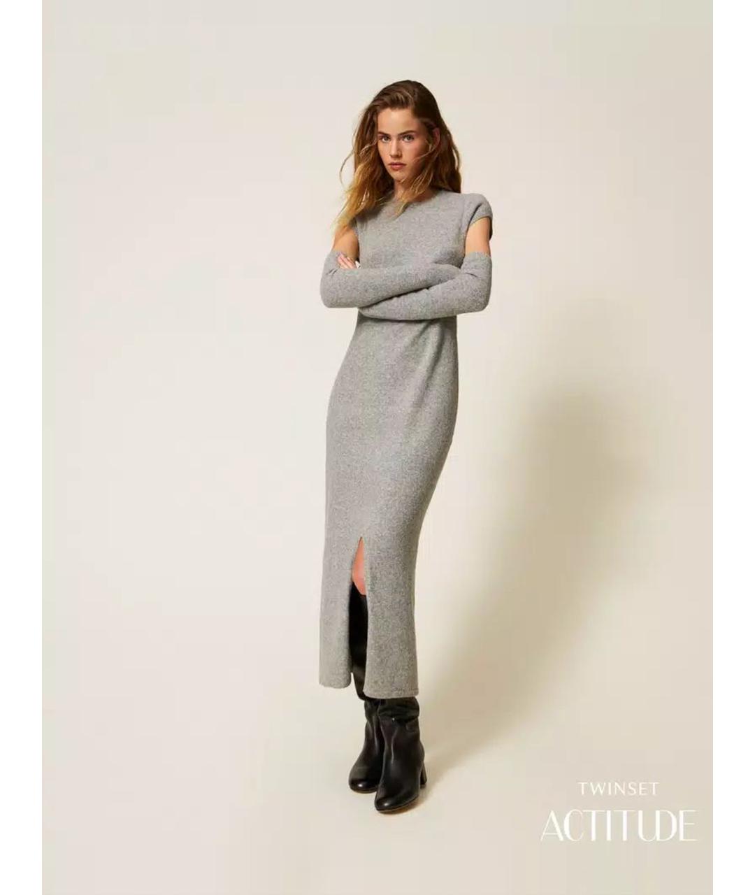 TWIN-SET Серое полиэстеровое повседневное платье, фото 3