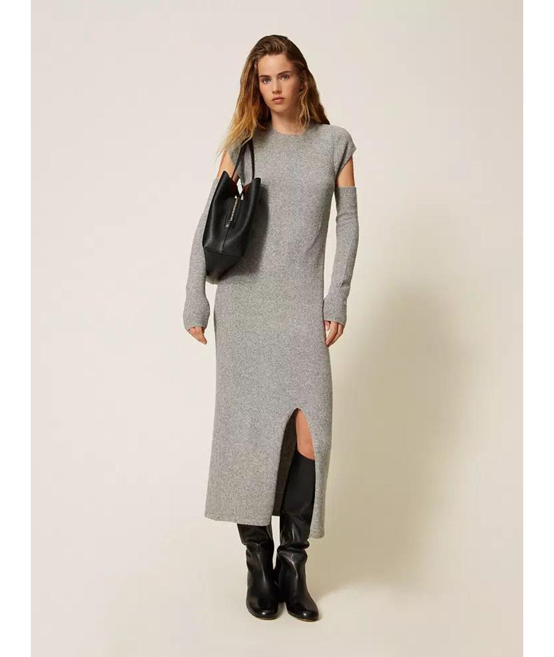 TWIN-SET Серое полиэстеровое повседневное платье, фото 6