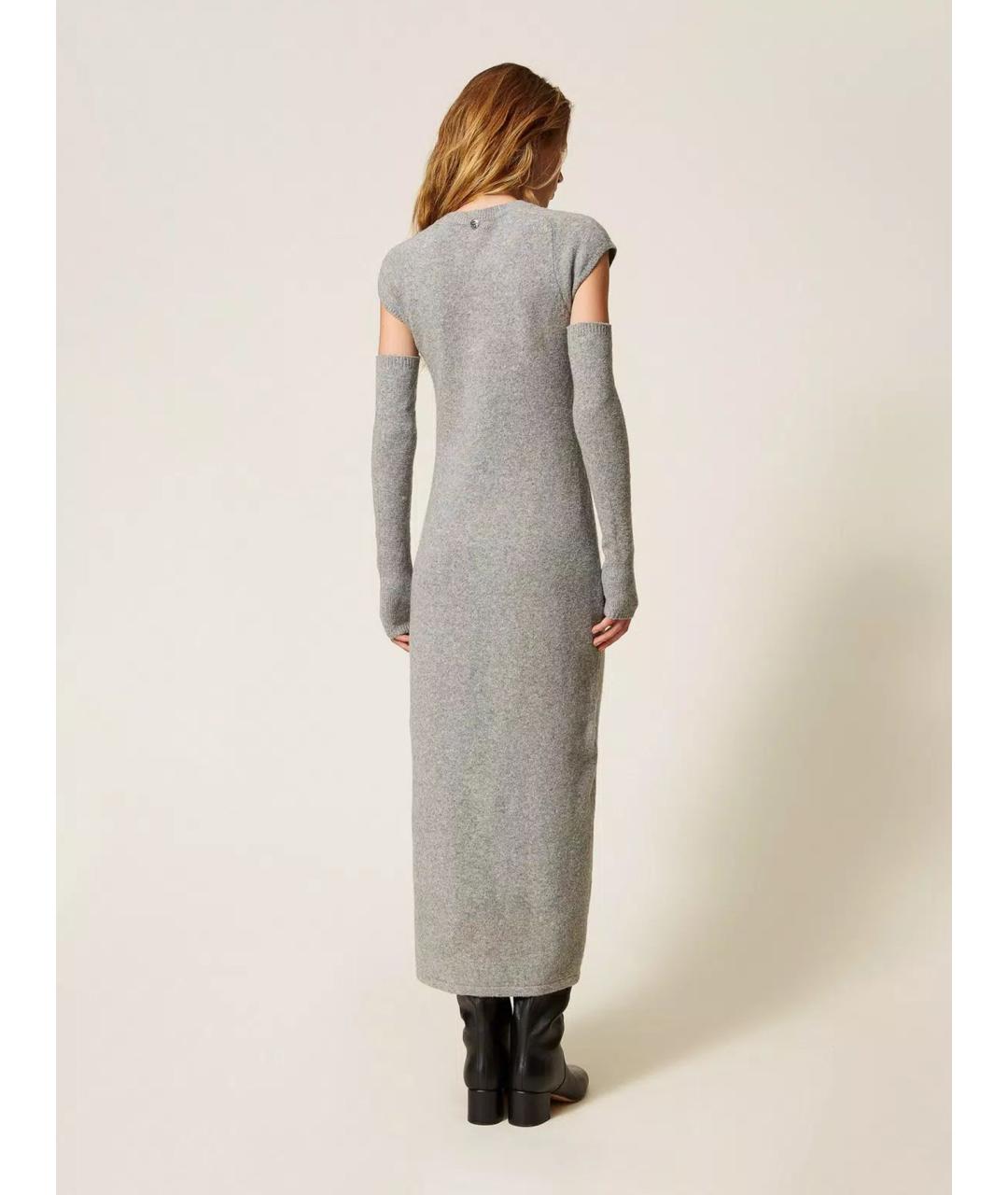 TWIN-SET Серое полиэстеровое повседневное платье, фото 4