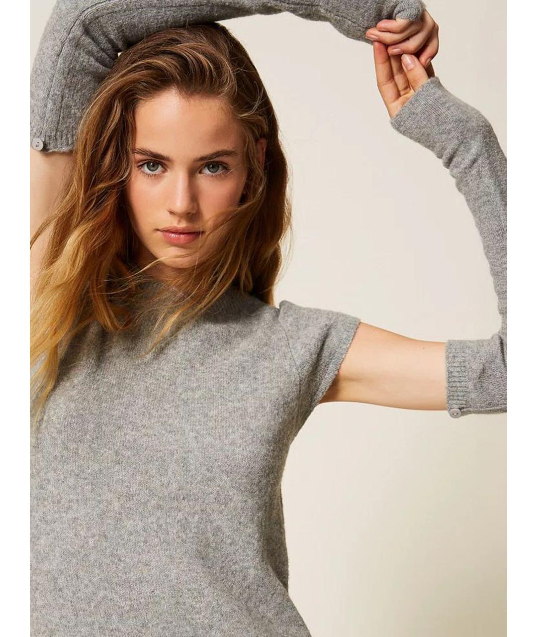 TWIN-SET Серое полиэстеровое повседневное платье, фото 5