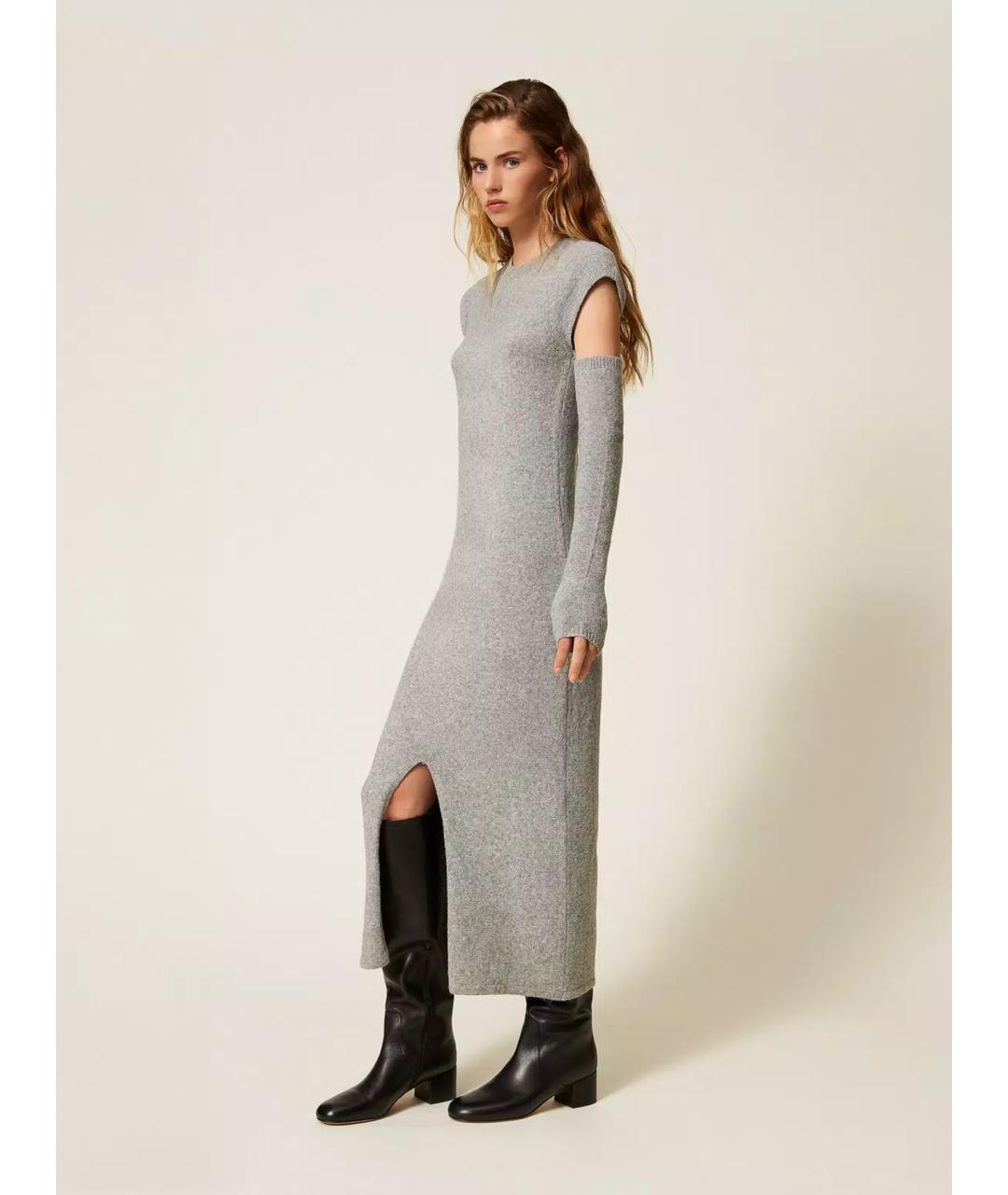 TWIN-SET Серое полиэстеровое повседневное платье, фото 2
