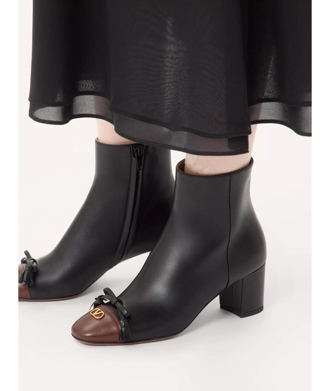 VALENTINO Черные кожаные ботильоны, фото 2