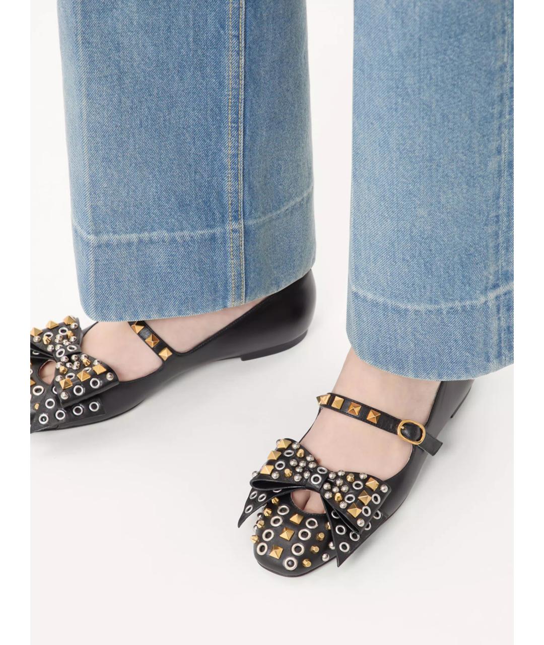 VALENTINO Черные кожаные балетки, фото 2