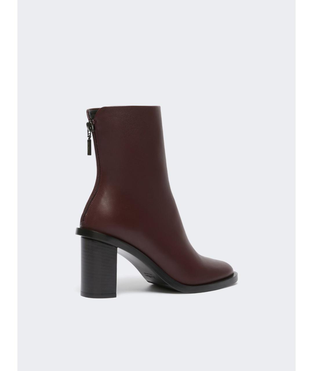 MAX MARA Бордовые кожаные ботильоны, фото 3