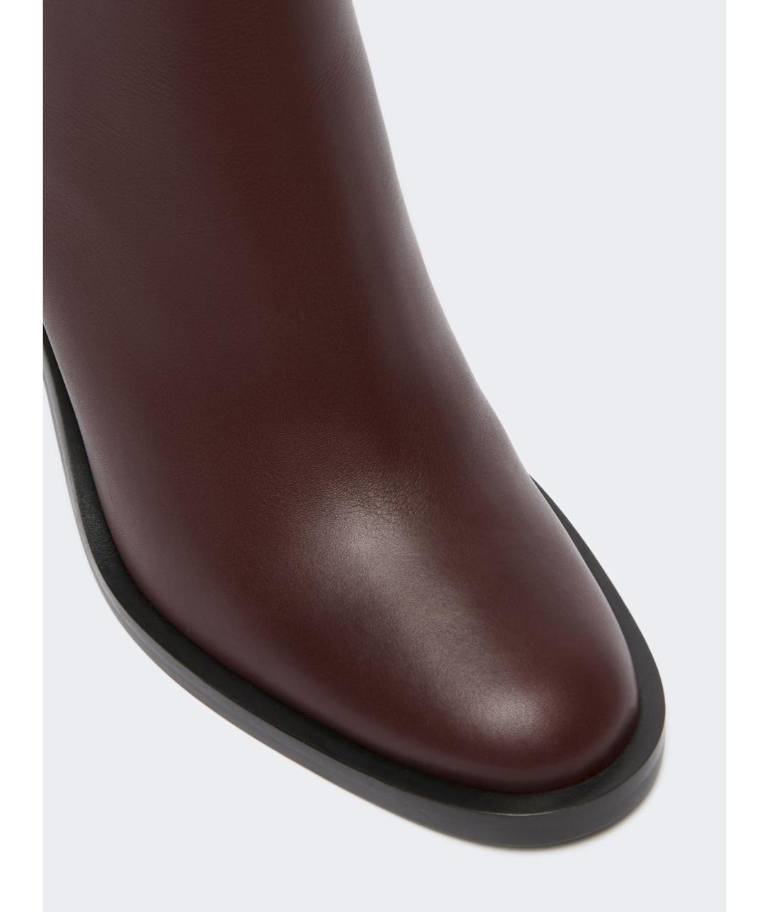 MAX MARA Бордовые кожаные ботильоны, фото 4