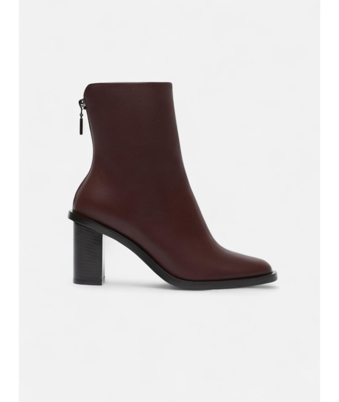 MAX MARA Бордовые кожаные ботильоны, фото 6