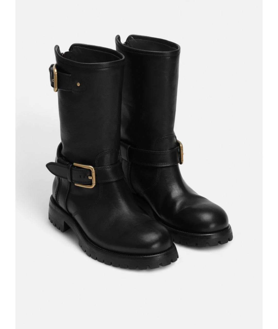 DOLCE&GABBANA Черные кожаные ботинки, фото 2