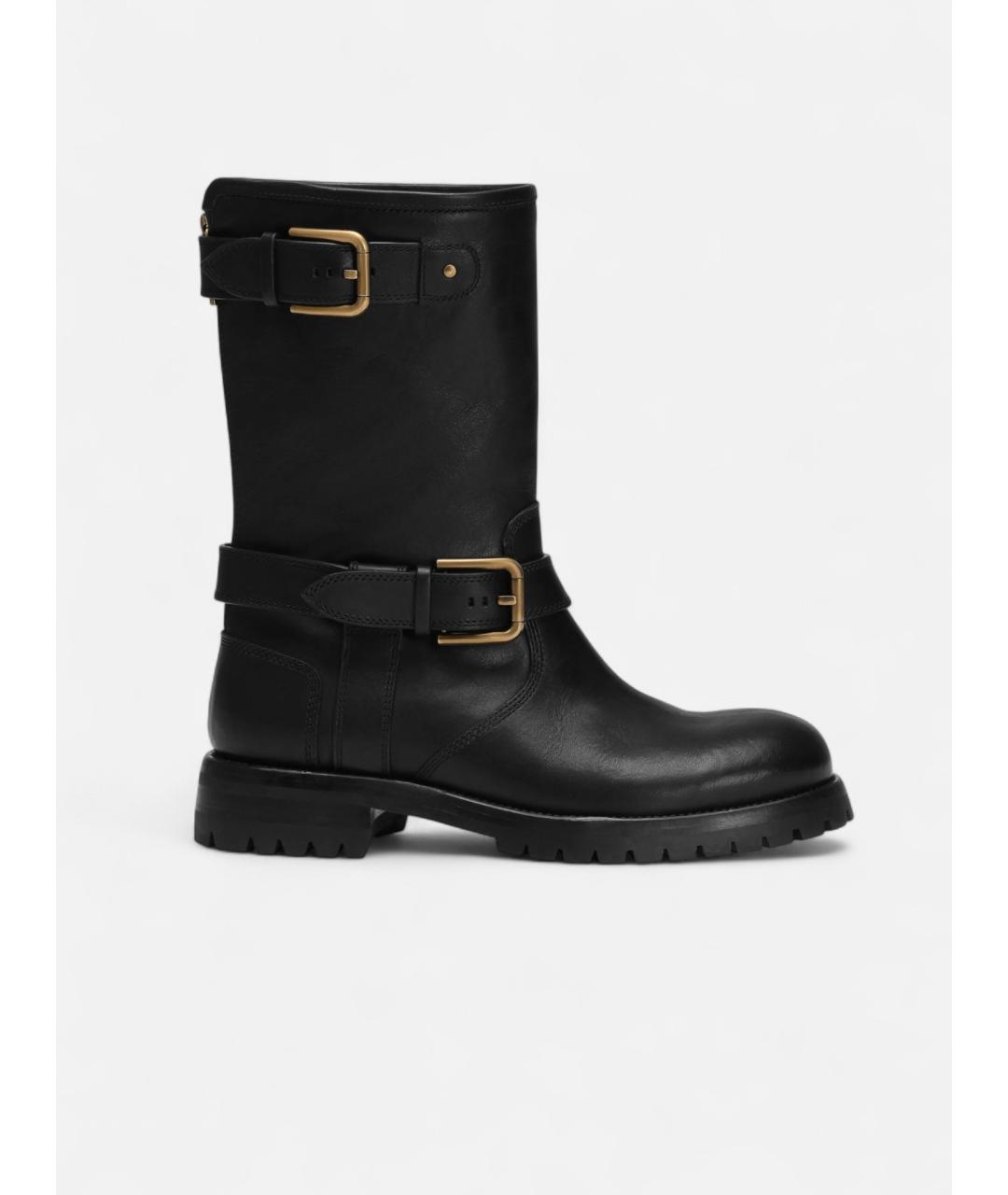 DOLCE&GABBANA Черные кожаные ботинки, фото 4