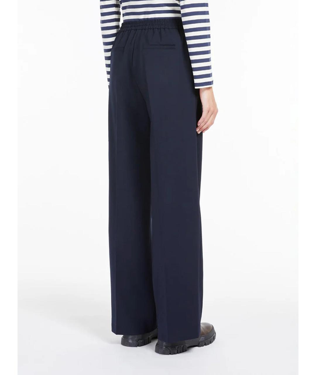 WEEKEND MAX MARA Черные шерстяные брюки широкие, фото 3