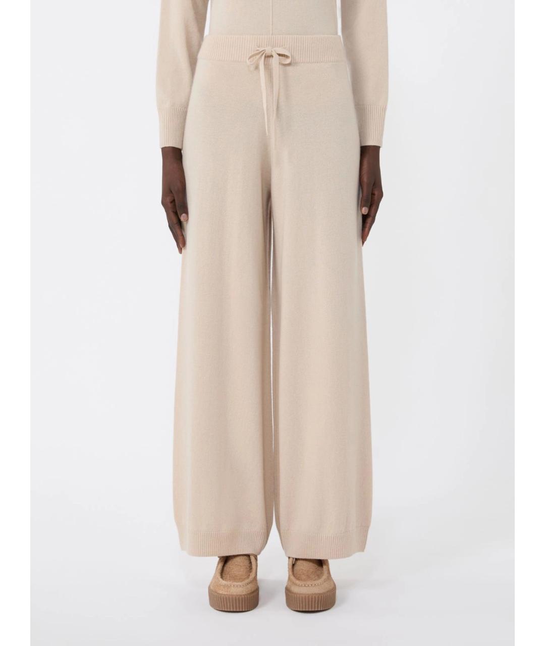 WEEKEND MAX MARA Бежевые шерстяные прямые брюки, фото 4