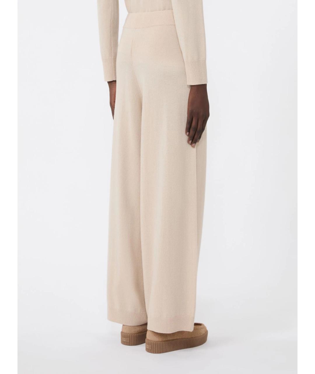 WEEKEND MAX MARA Бежевые шерстяные прямые брюки, фото 3