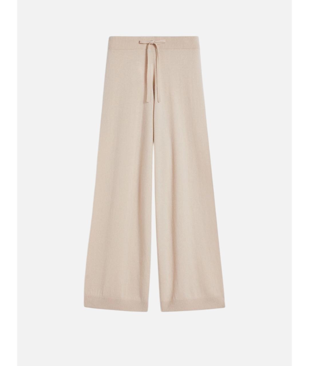 WEEKEND MAX MARA Бежевые шерстяные прямые брюки, фото 5