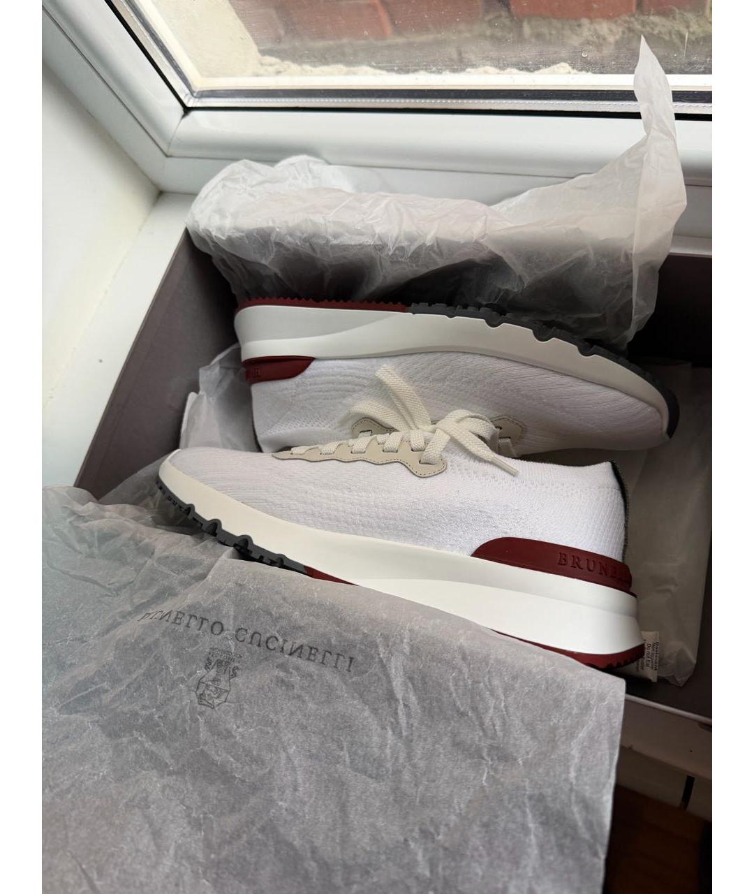 BRUNELLO CUCINELLI Белые текстильные низкие кроссовки / кеды, фото 5