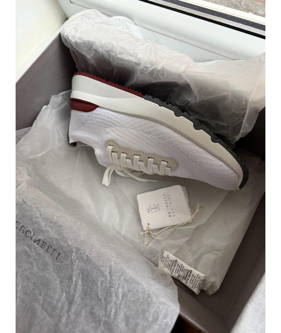 BRUNELLO CUCINELLI Белые текстильные низкие кроссовки / кеды, фото 3