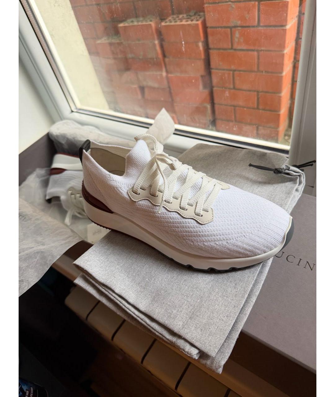 BRUNELLO CUCINELLI Белые текстильные низкие кроссовки / кеды, фото 2