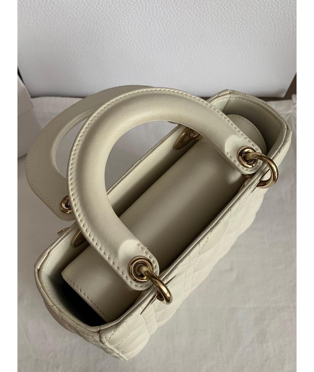 CHRISTIAN DIOR Белая кожаная сумка с короткими ручками, фото 7