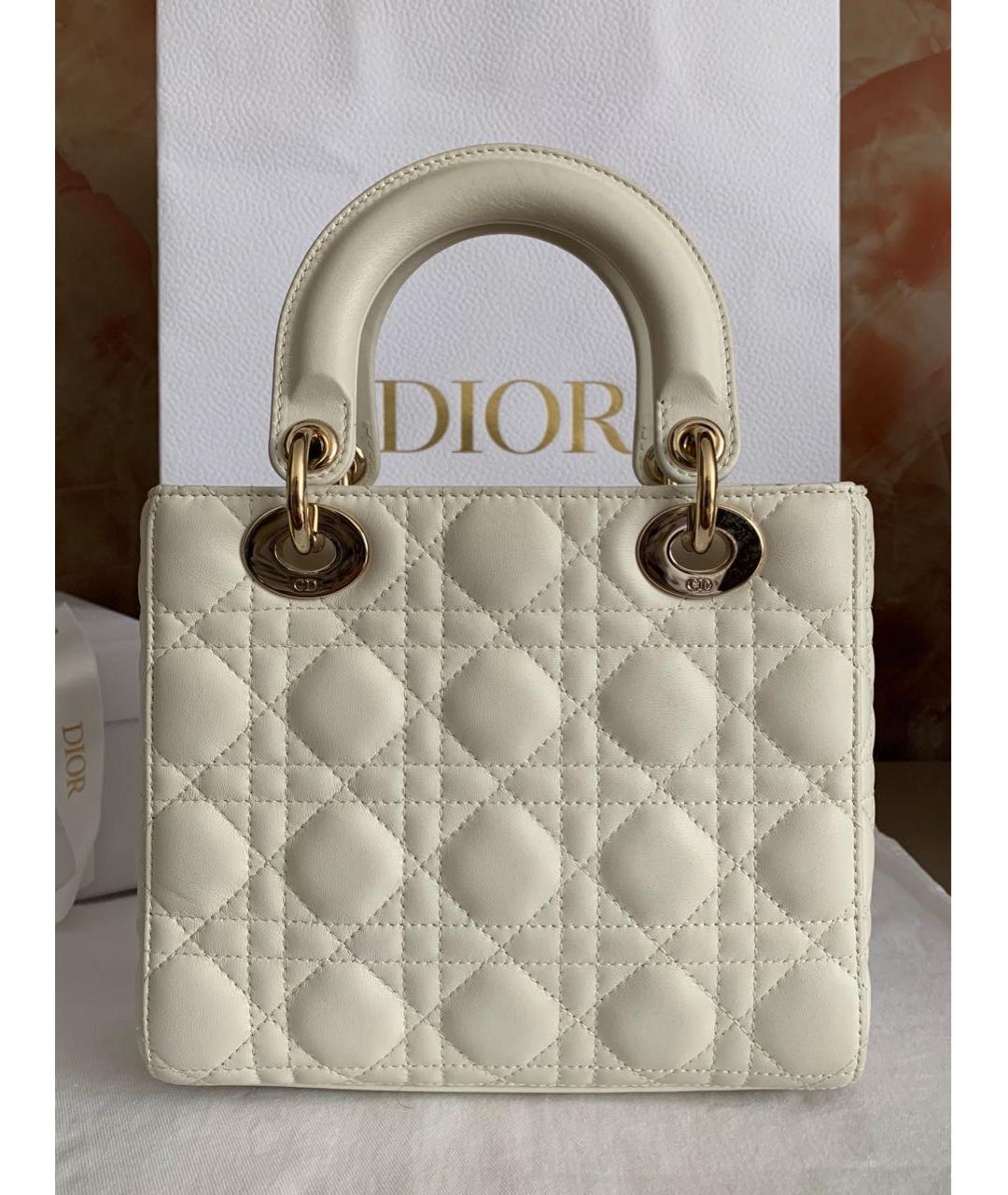 CHRISTIAN DIOR Белая кожаная сумка с короткими ручками, фото 4