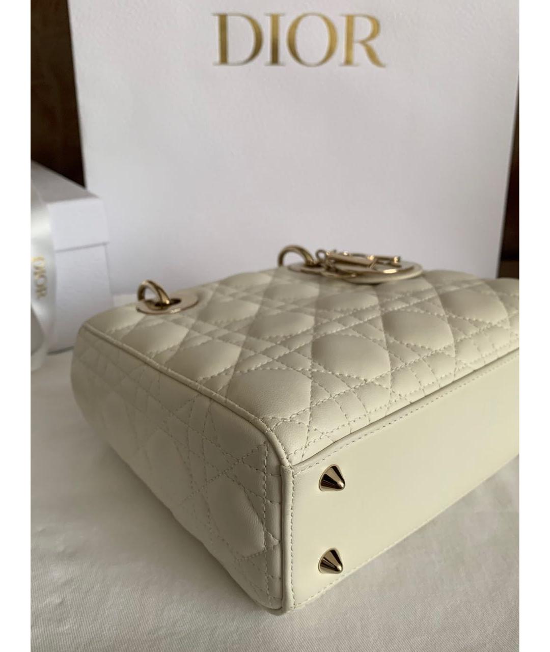 CHRISTIAN DIOR Белая кожаная сумка с короткими ручками, фото 6