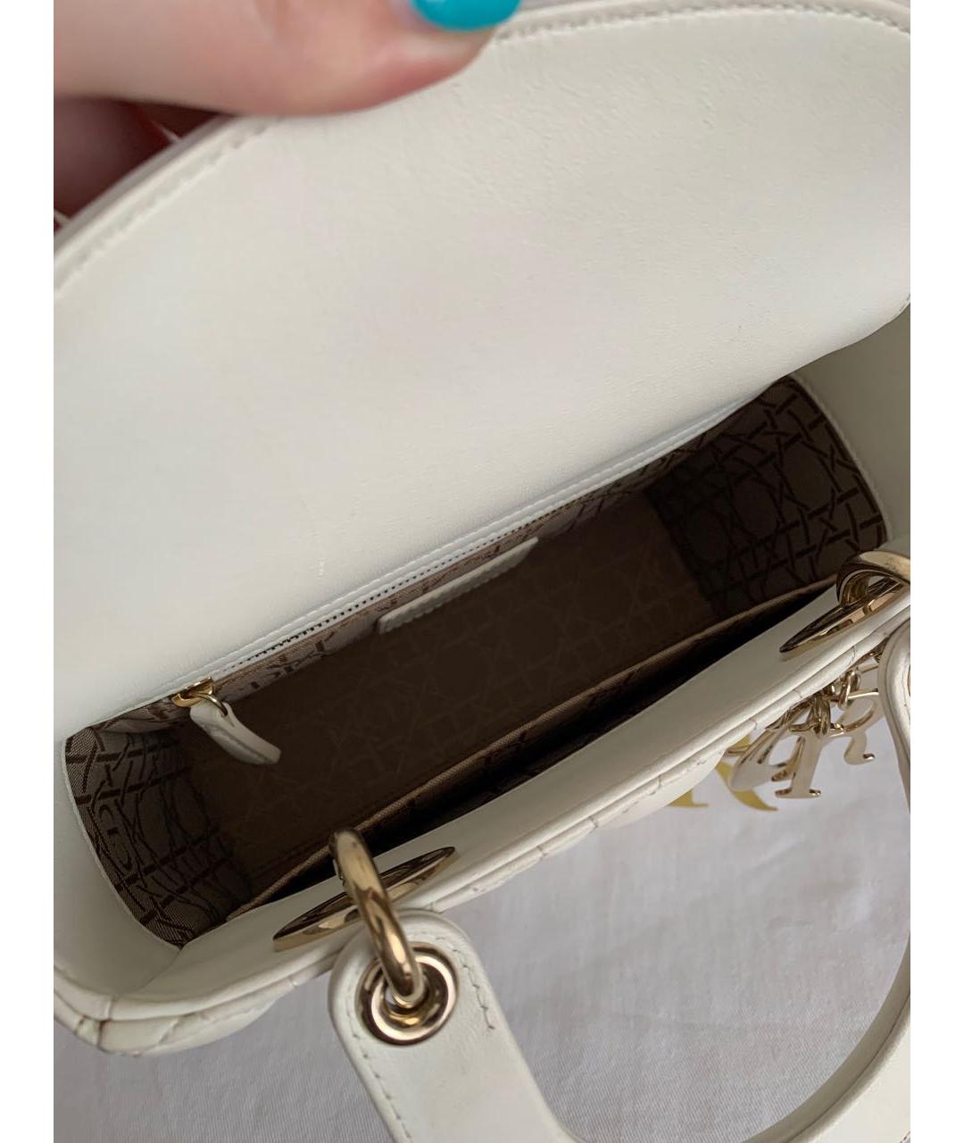 CHRISTIAN DIOR Белая кожаная сумка с короткими ручками, фото 8