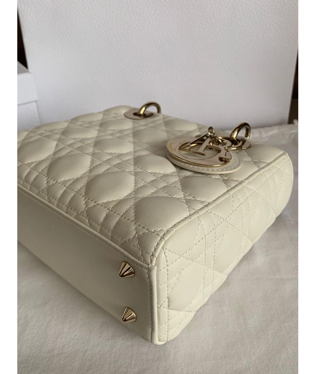 CHRISTIAN DIOR Белая кожаная сумка с короткими ручками, фото 5