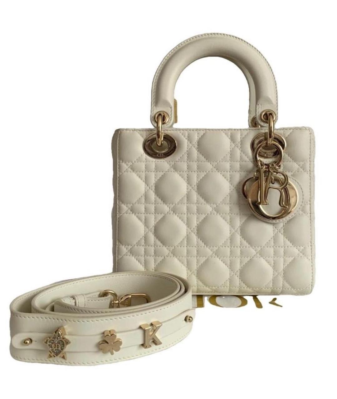 CHRISTIAN DIOR Белая кожаная сумка с короткими ручками, фото 2