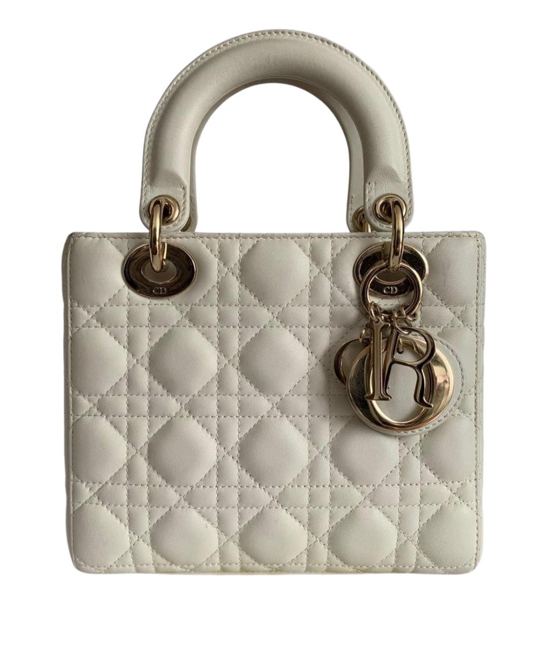CHRISTIAN DIOR Белая кожаная сумка с короткими ручками, фото 1