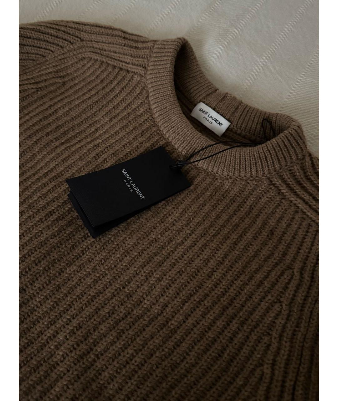 SAINT LAURENT Бежевый шерстяной джемпер / свитер, фото 5