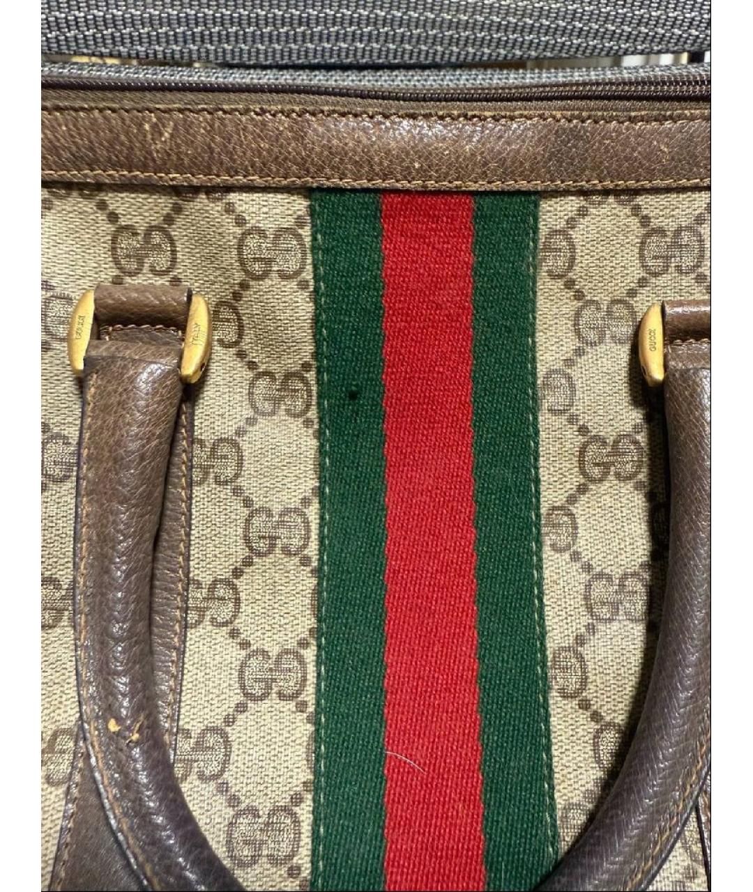 GUCCI Бежевая кожаная сумка с короткими ручками, фото 6