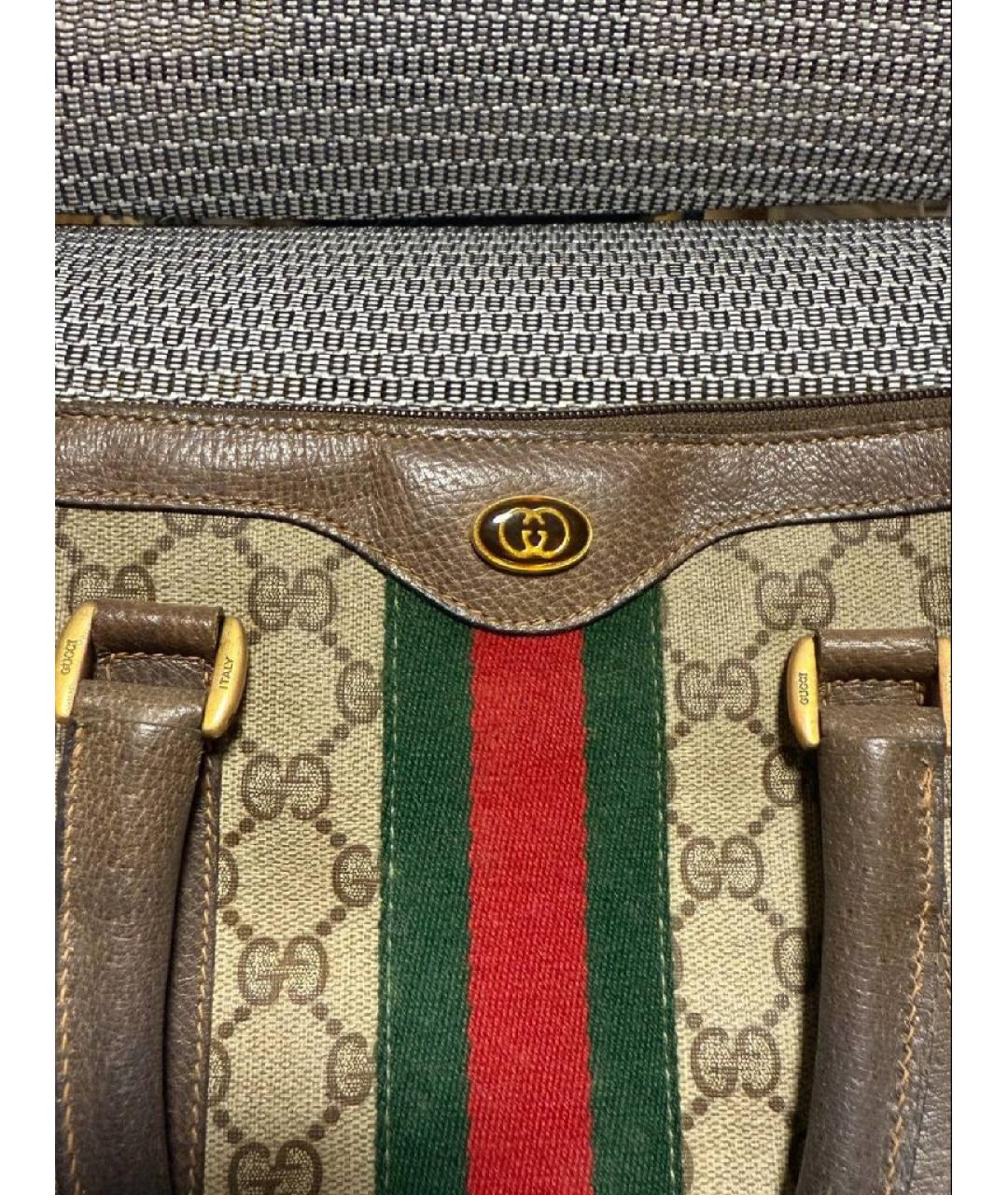 GUCCI Бежевая кожаная сумка с короткими ручками, фото 4