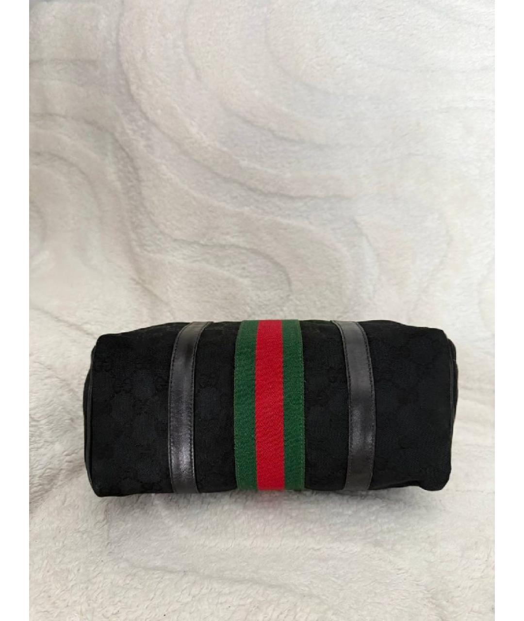 GUCCI Черная тканевая сумка с короткими ручками, фото 3