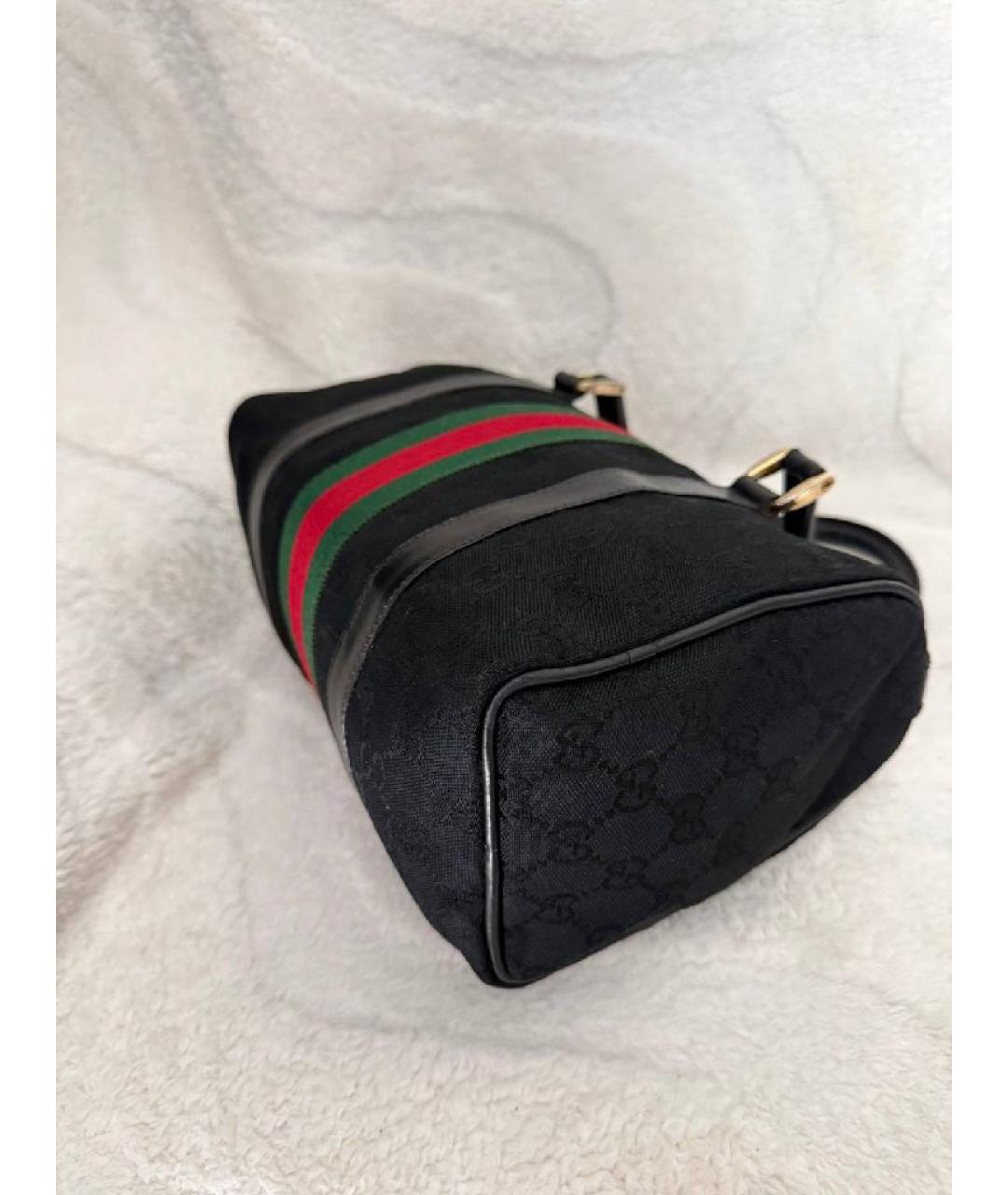 GUCCI Черная тканевая сумка с короткими ручками, фото 4