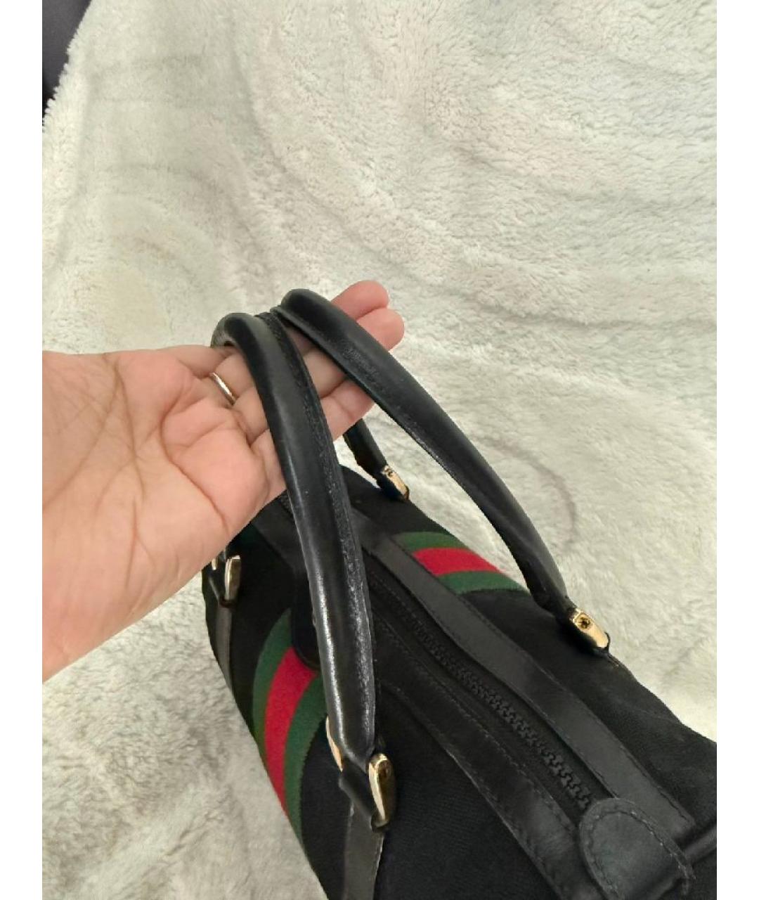 GUCCI Черная тканевая сумка с короткими ручками, фото 9