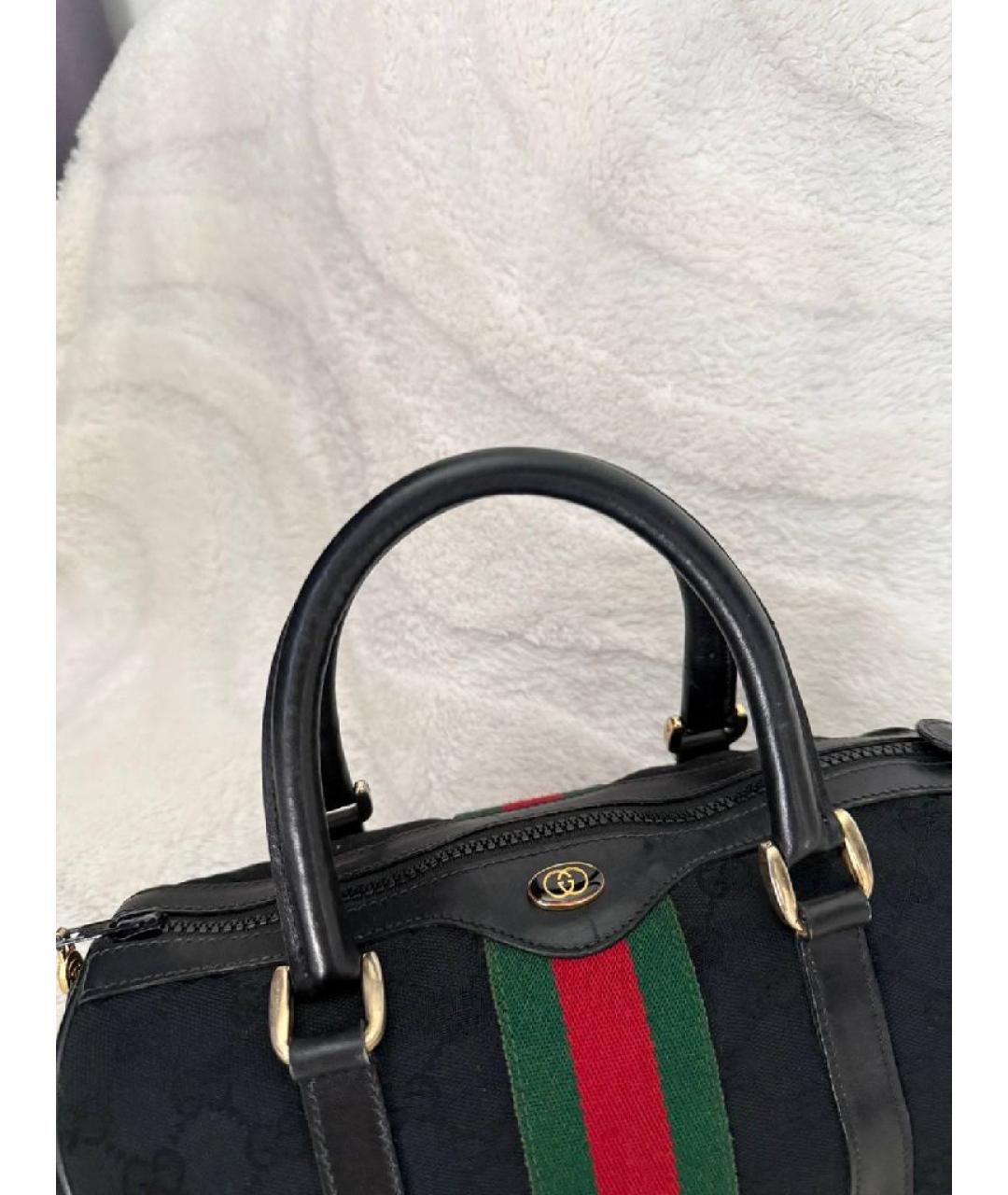 GUCCI Черная тканевая сумка с короткими ручками, фото 8