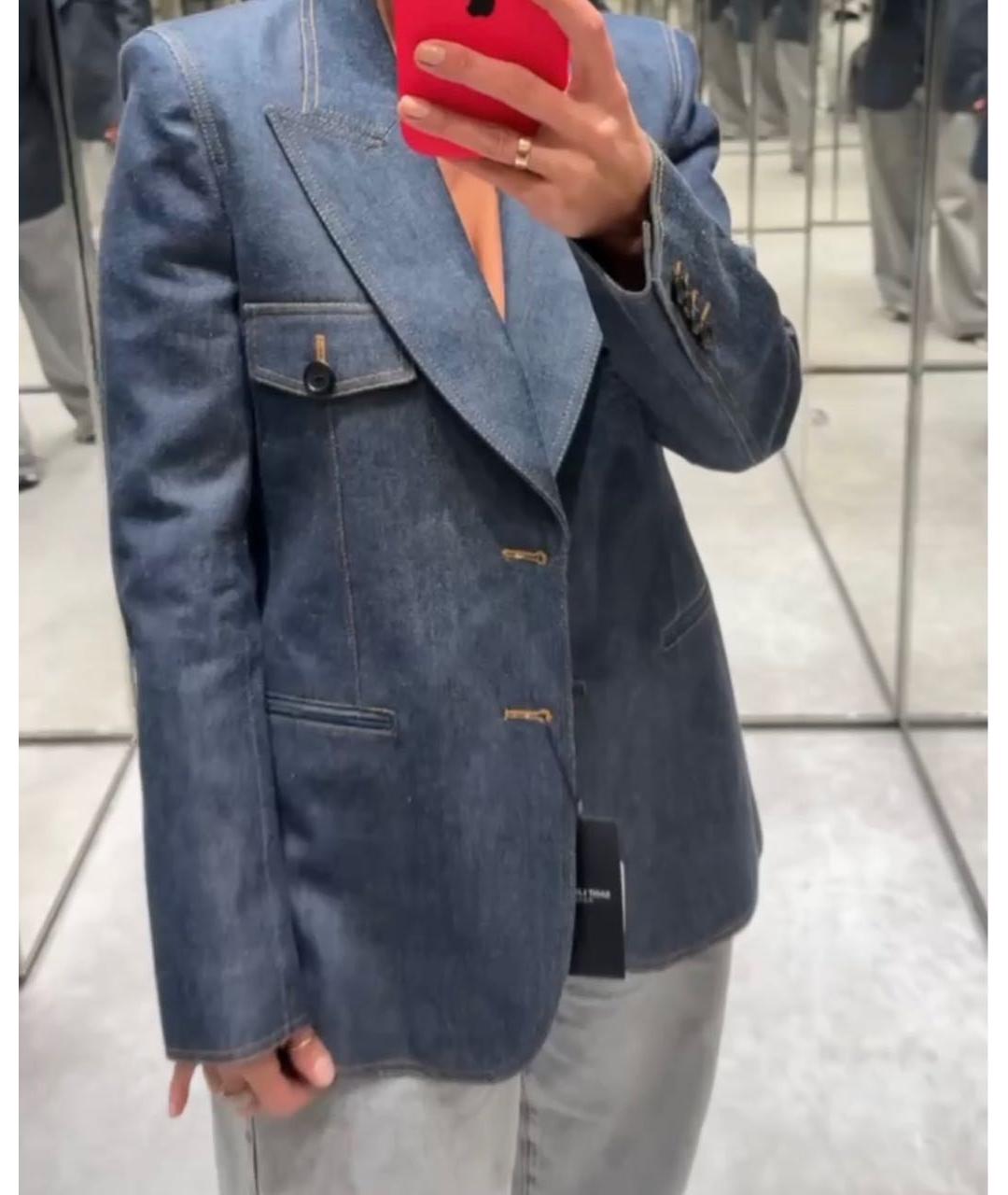 SAINT LAURENT Синий деним жакет/пиджак, фото 8