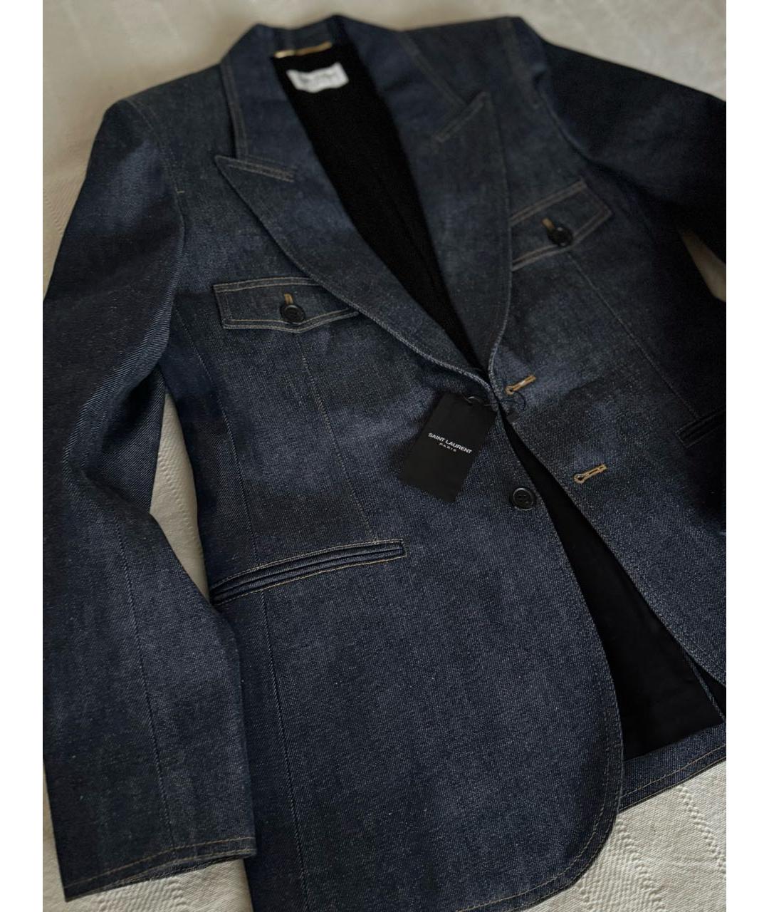 SAINT LAURENT Синий деним жакет/пиджак, фото 6