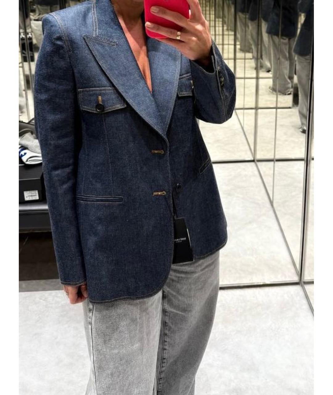 SAINT LAURENT Синий деним жакет/пиджак, фото 7