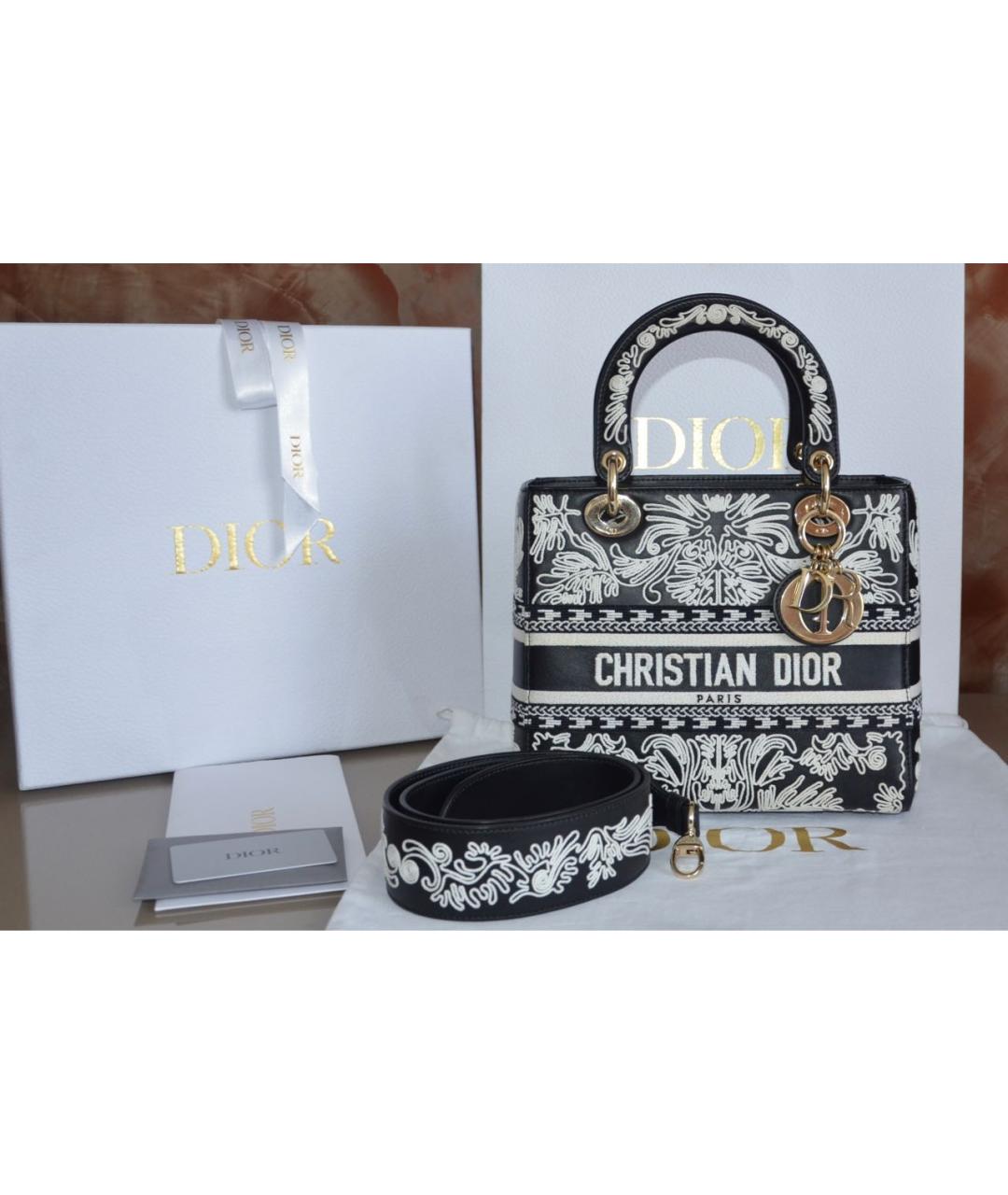 CHRISTIAN DIOR Черная кожаная сумка с короткими ручками, фото 2