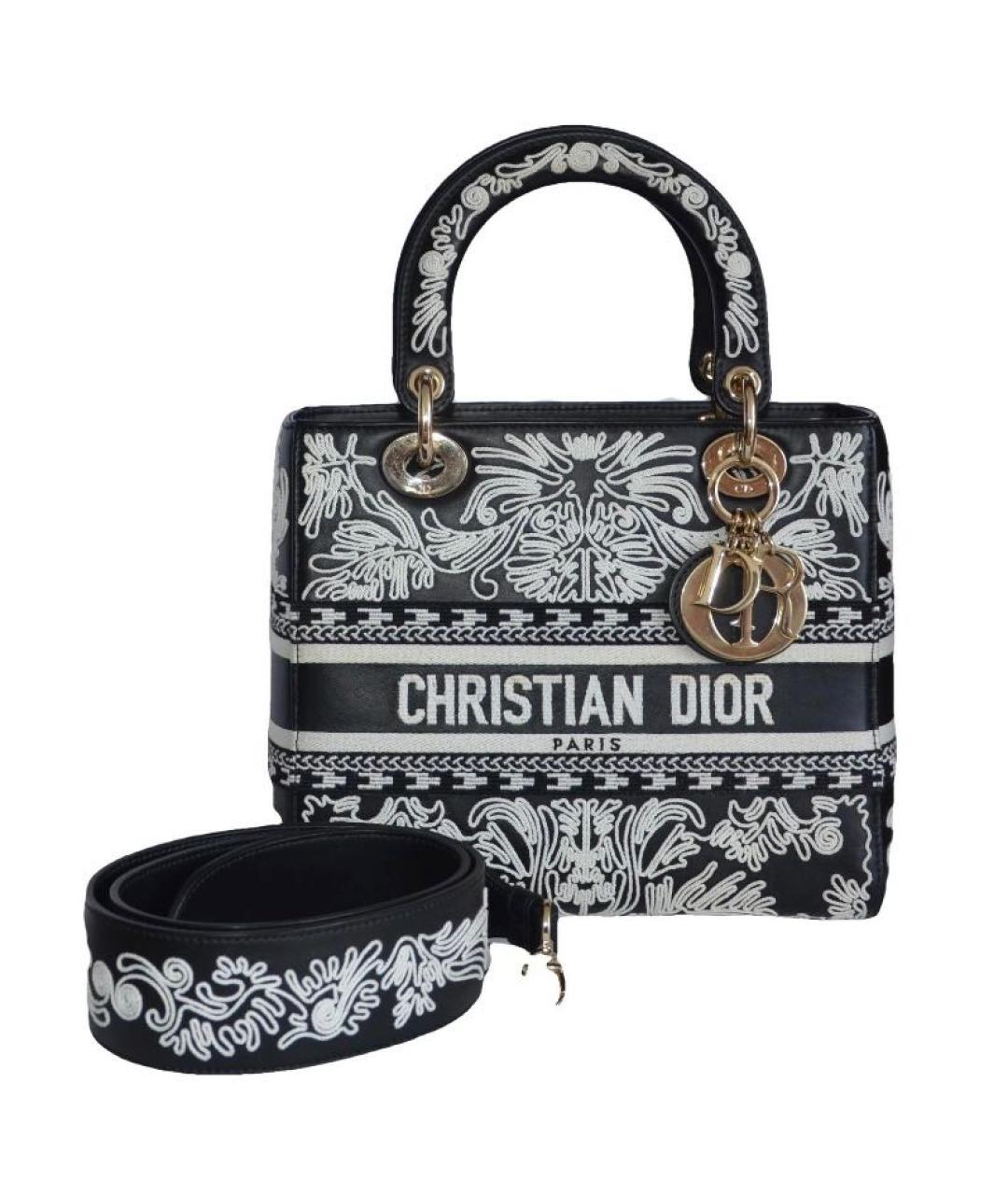 CHRISTIAN DIOR Черная кожаная сумка с короткими ручками, фото 9