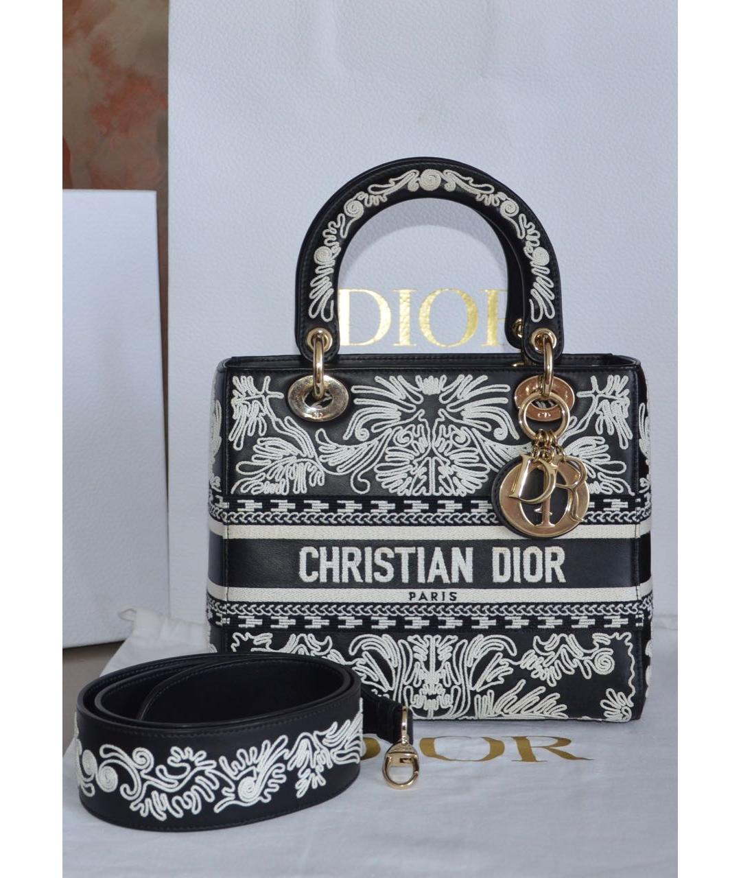 CHRISTIAN DIOR Черная кожаная сумка с короткими ручками, фото 3