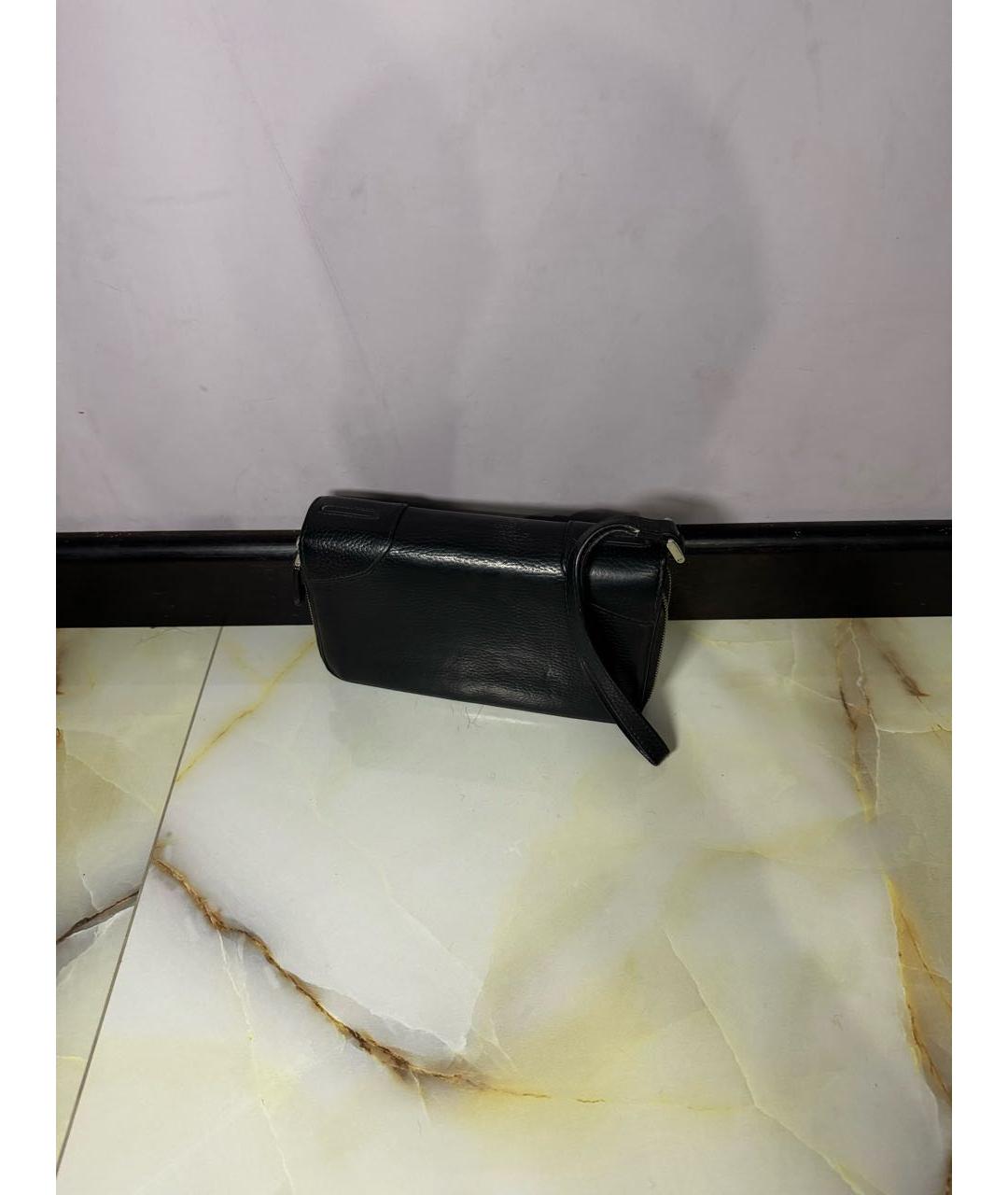 BRIONI Черная кожаная барсетка, фото 3