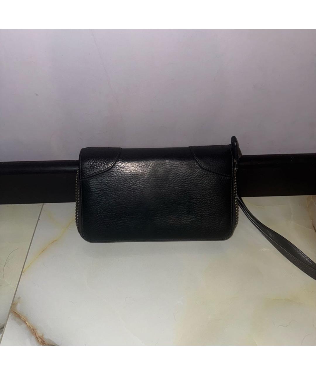 BRIONI Черная кожаная барсетка, фото 2