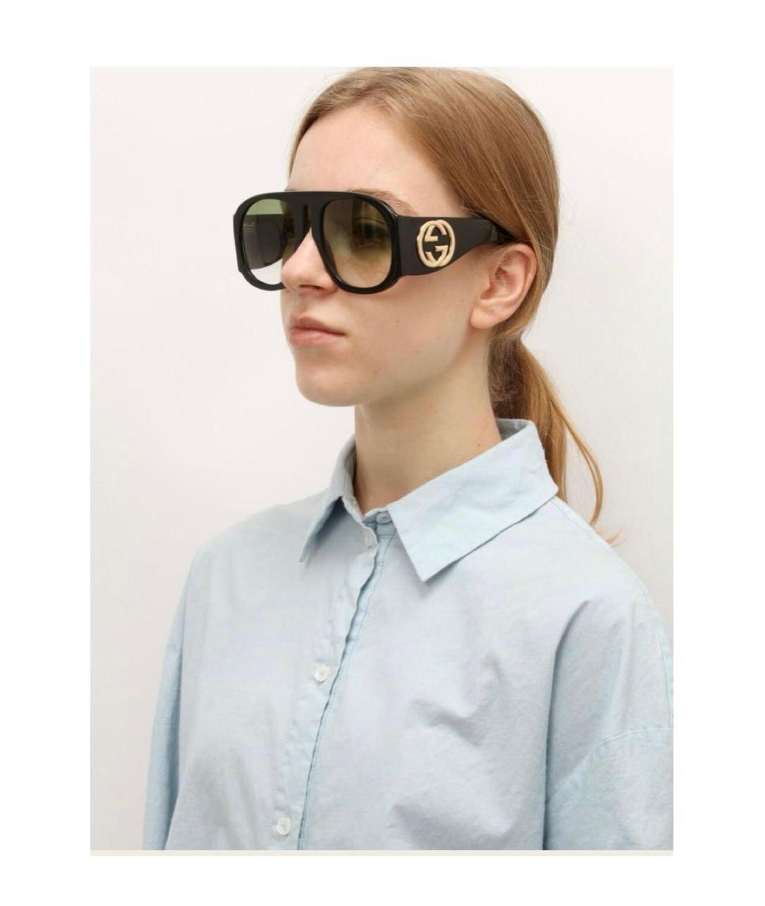 GUCCI Черные пластиковые солнцезащитные очки, фото 2