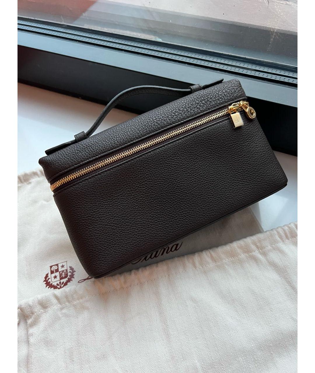 LORO PIANA Коричневая кожаная сумка через плечо, фото 6