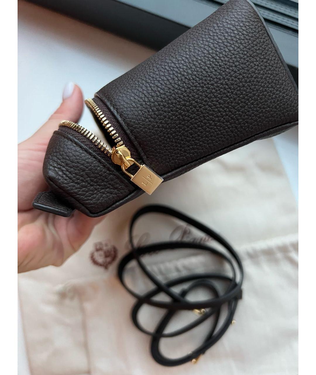 LORO PIANA Коричневая кожаная сумка через плечо, фото 3