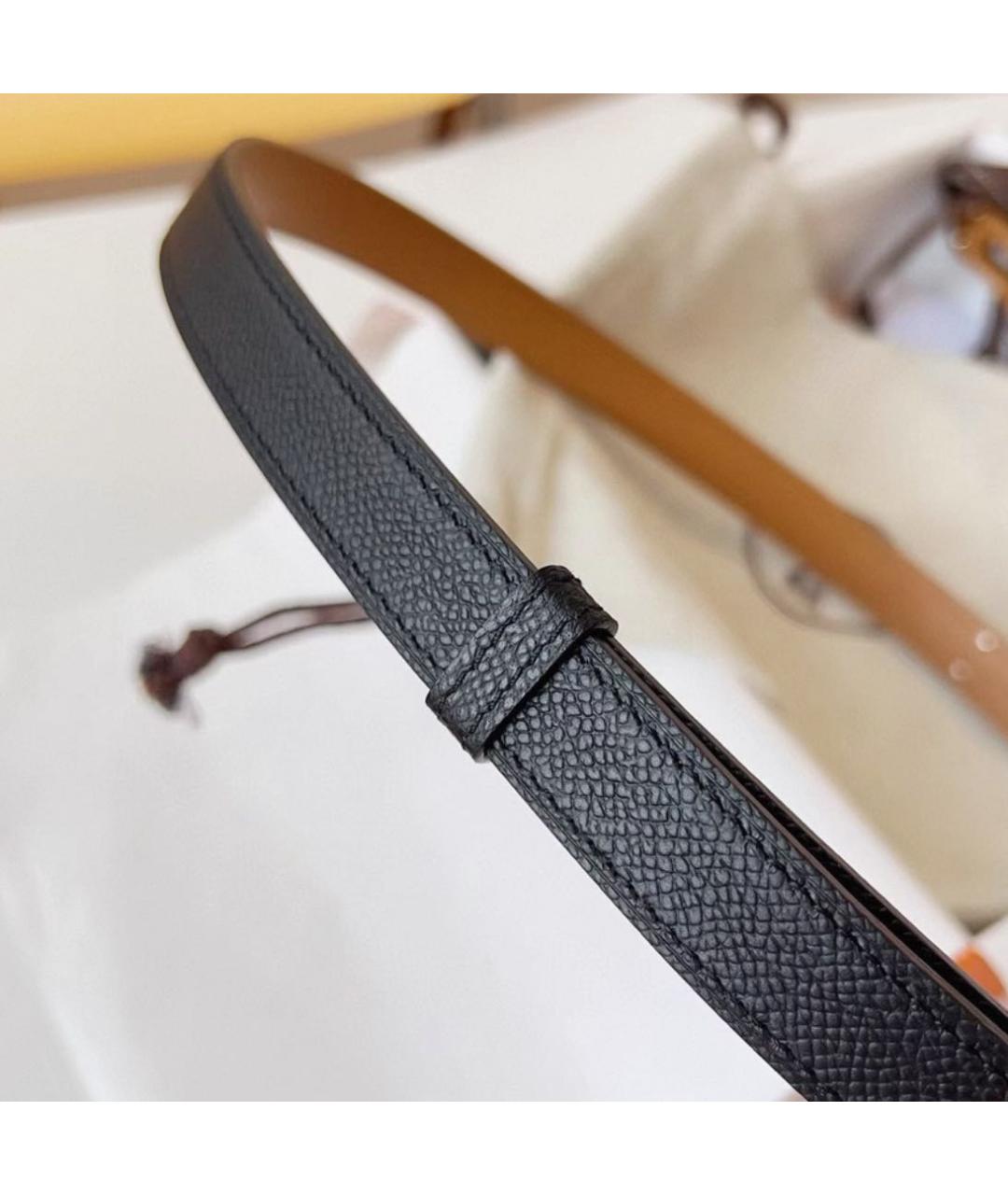 HERMES Черный кожаный ремень, фото 3